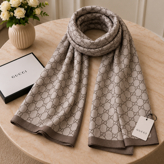 Gucci GG Monogram Luxury Stole – Light Beige