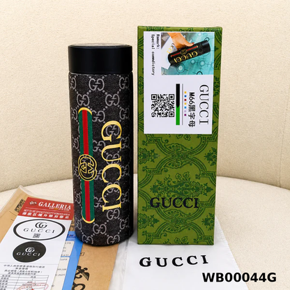 Gucci GG Supreme Logo Web Stripe Insulated Smart Temperature Water Bottle - Black