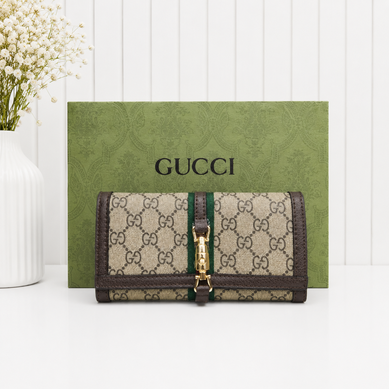 Gucci GG Supreme Web Stripe Long Wallet