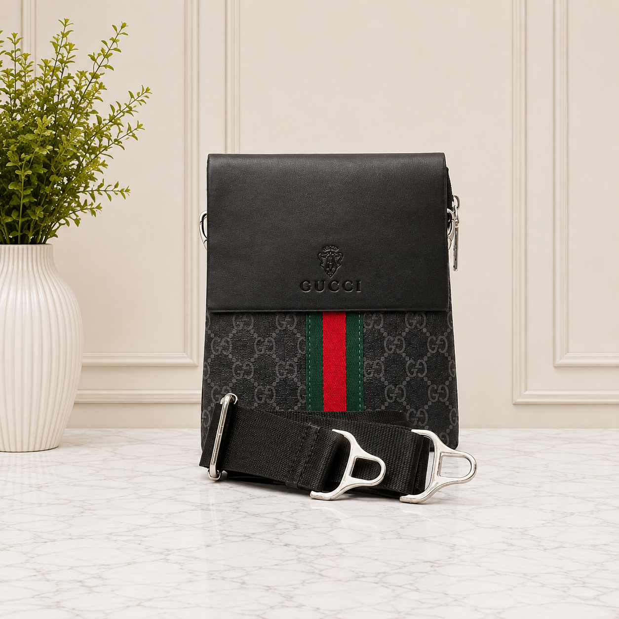 Gucci GG Supreme Web Stripe Messenger Bag