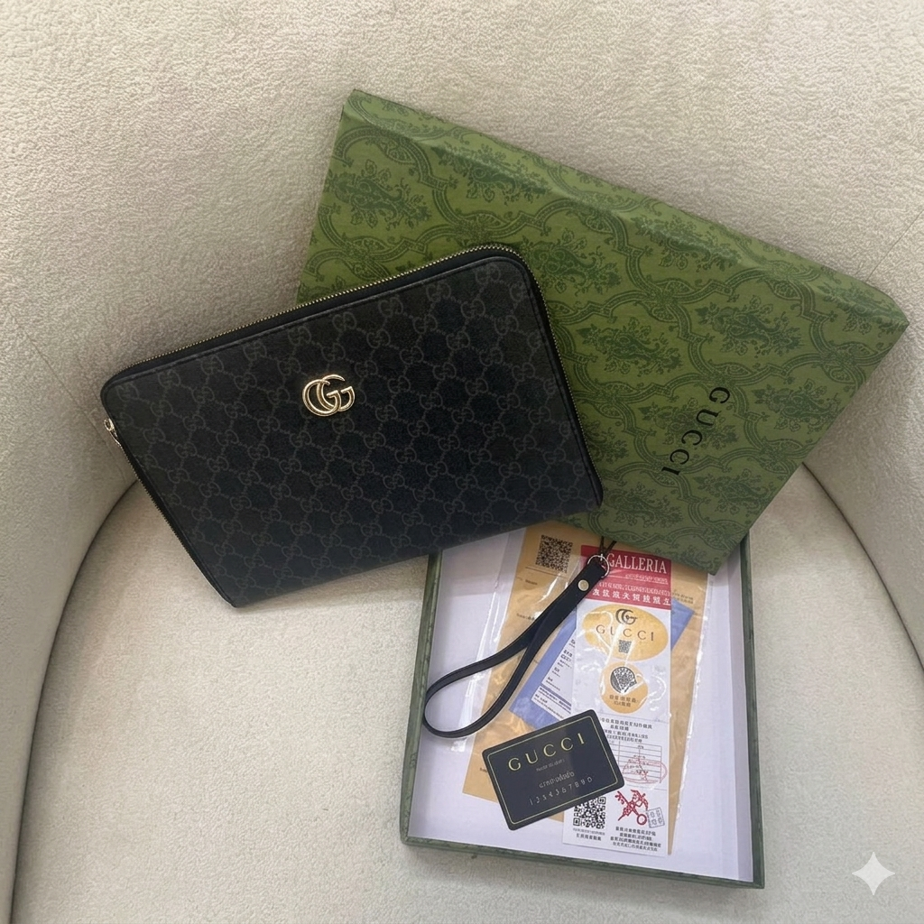 Gucci GG Supreme Zip Clutch