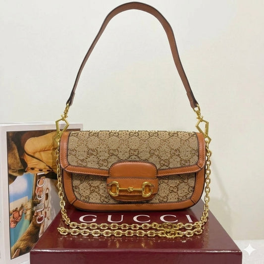 Gucci Horsebit 1955 Crystal Shoulder Bag (Studded Variant)