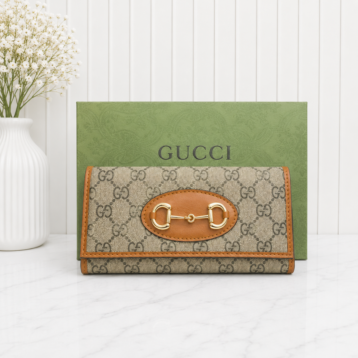 Gucci Horsebit 1955 GG Supreme Continental Long Wallet