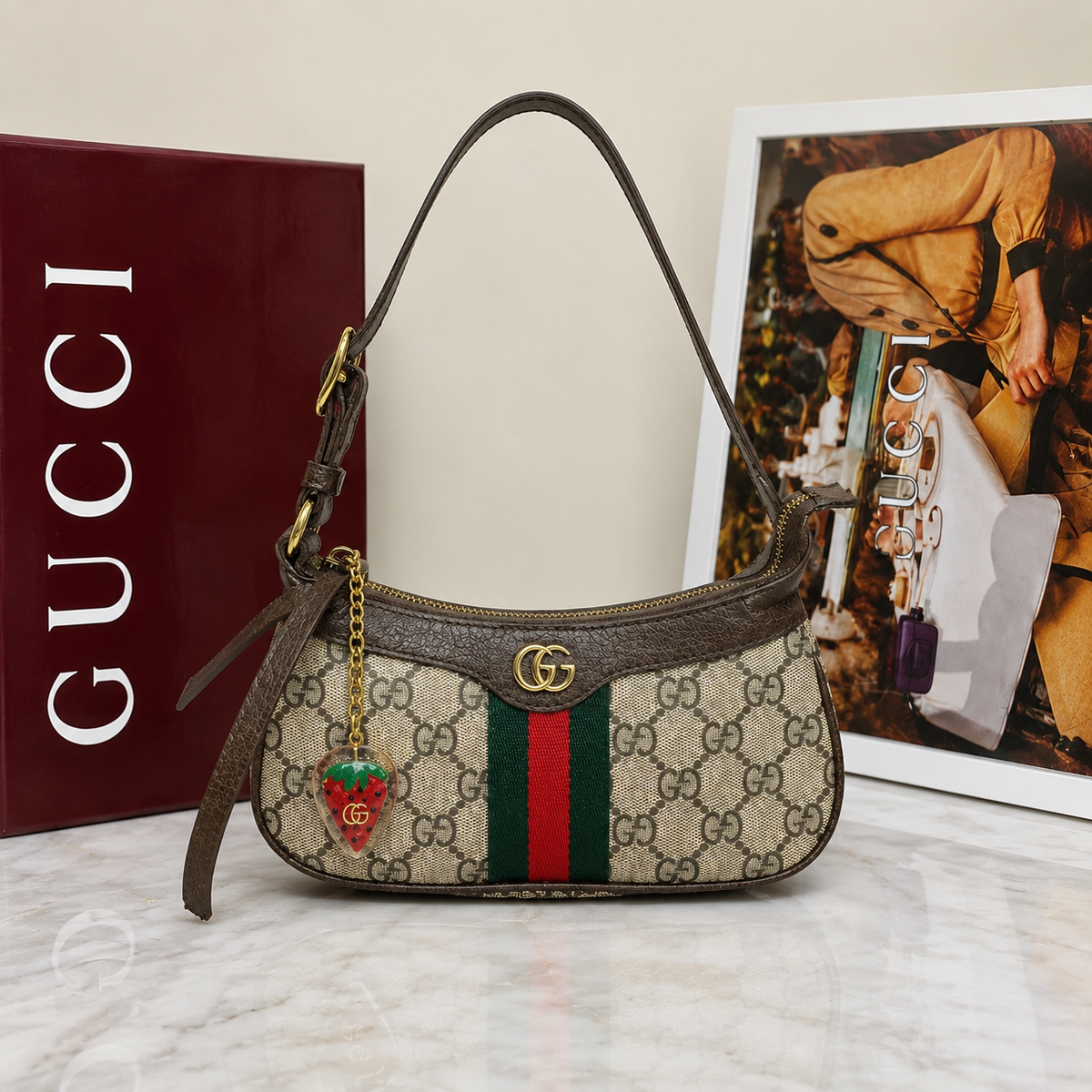 Gucci Ophidia Mini Shoulder Bag with the signature green and red Web stripe