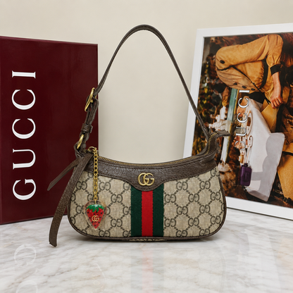 Gucci Ophidia Mini Shoulder Bag with the signature green and red Web stripe