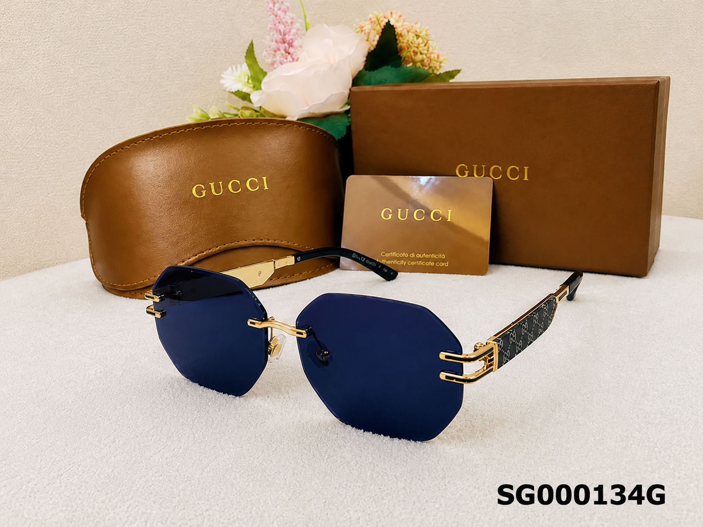 Gucci Rimless Hexagon Gradient Sunglasses