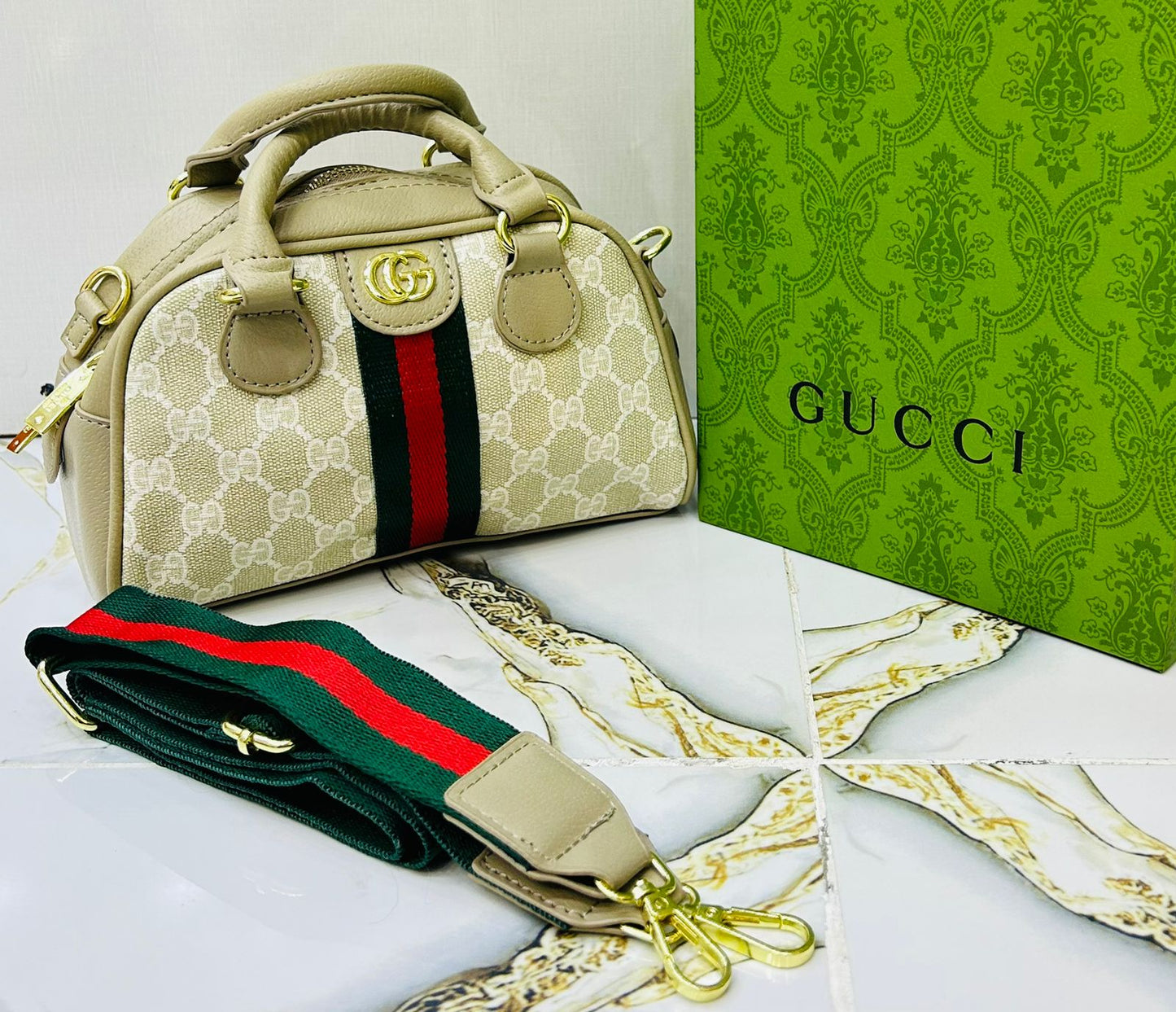 Gucci Ophidia Mini Boston Bag (GG Canvas with Web Stripe)