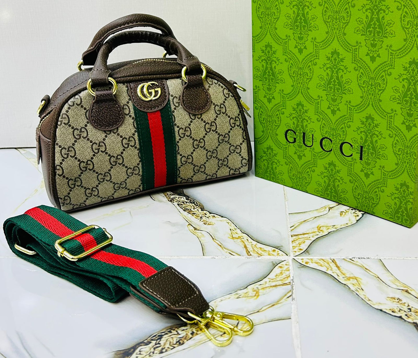 Gucci Ophidia Mini Boston Bag (GG Canvas with Web Stripe)