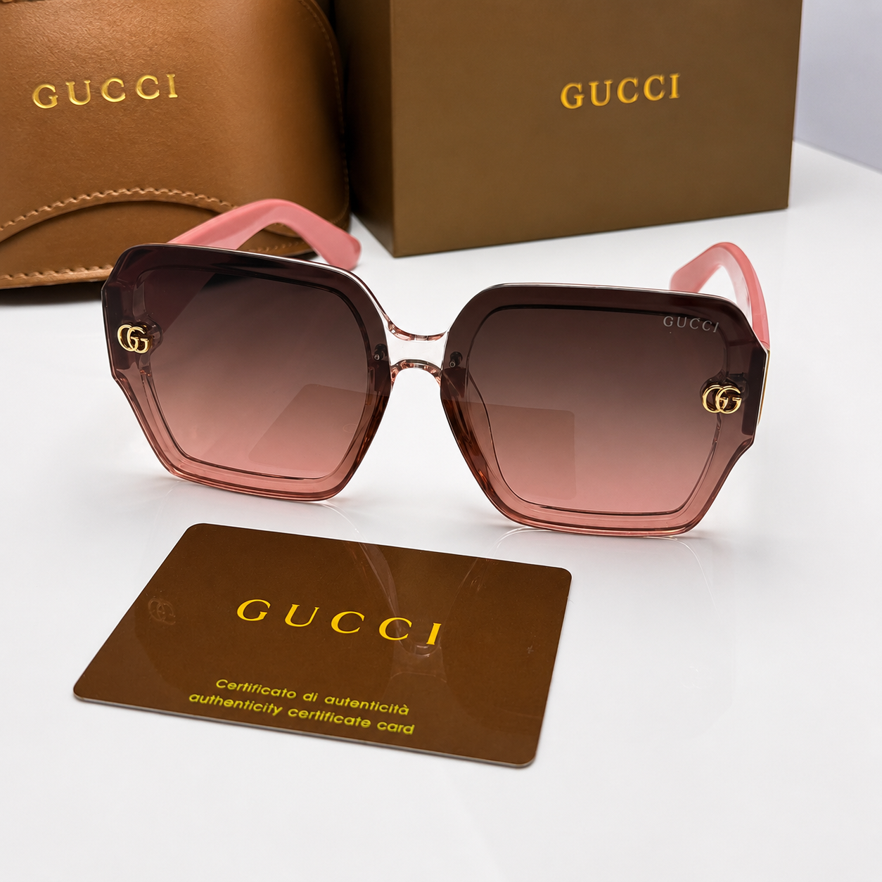 Gucci x The North Face Oversized Square Sunglasses – Pink Gradient Edition