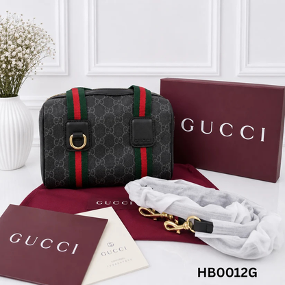 Gu-cci Mini GG Handbag (GG Supreme Canvas – Web Stripe)