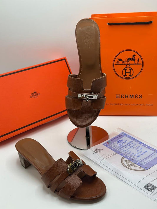 Hermès Oran-Inspired Leather Heeled Sandals