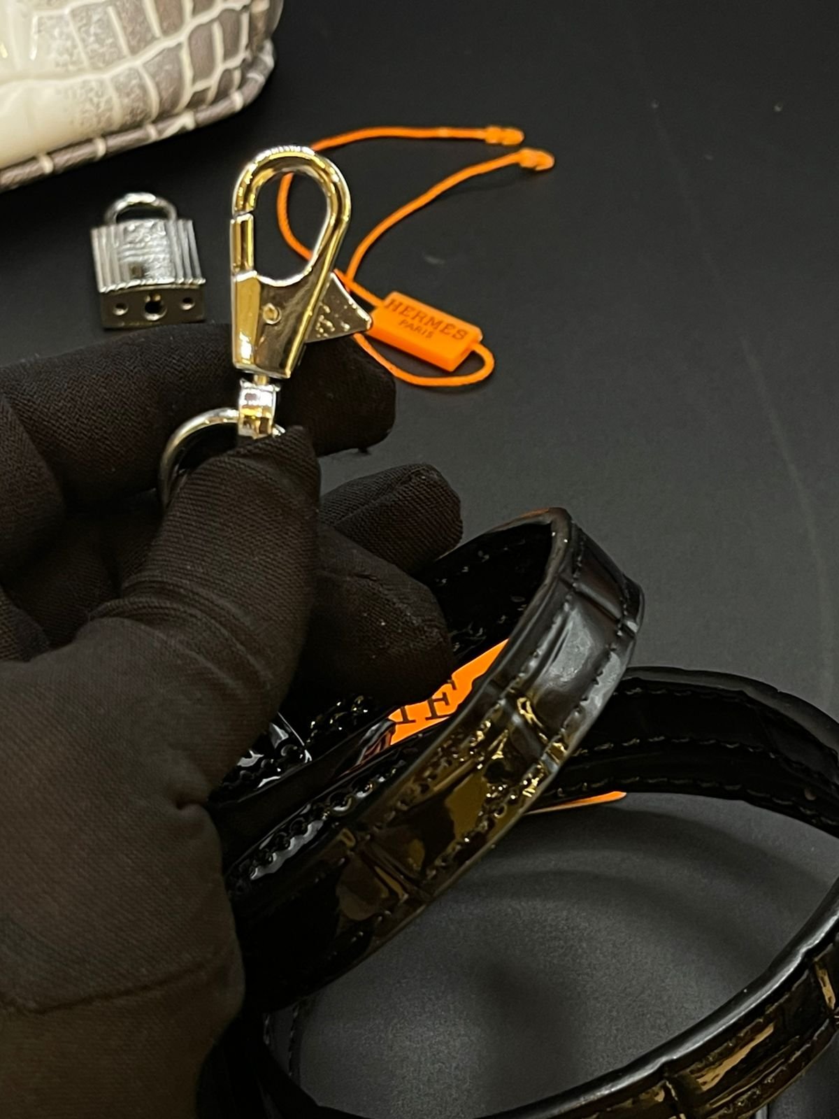 Hermès Style Croc-Embossed Mini Top-Handle Bag