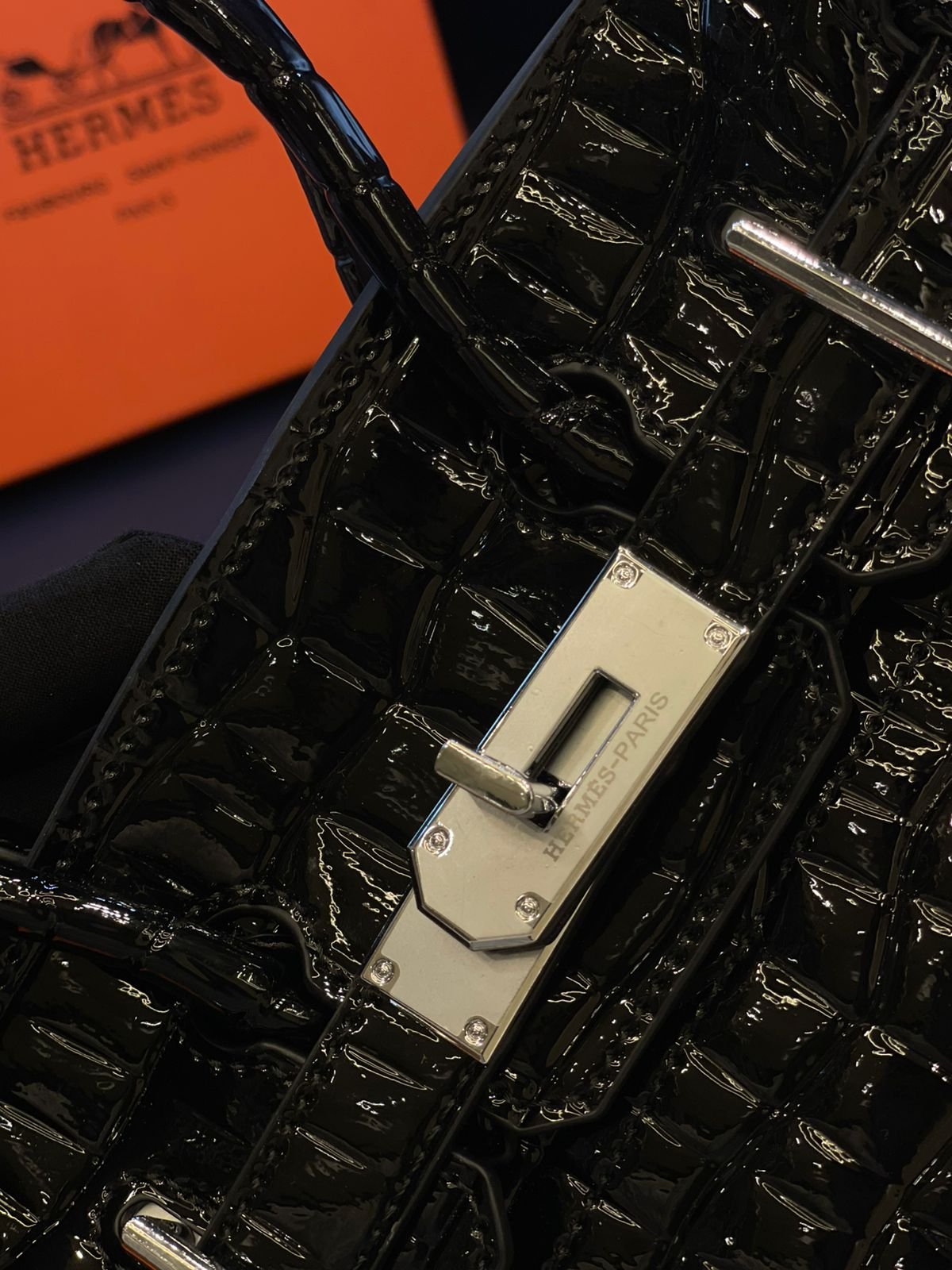 Hermès Style Croc-Embossed Mini Top-Handle Bag