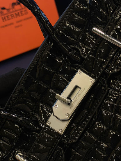 Hermès Style Croc-Embossed Mini Top-Handle Bag