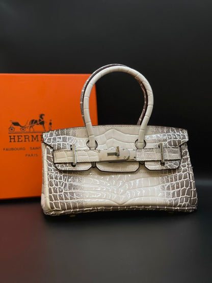 Hermès Style Croc-Embossed Mini Top-Handle Bag