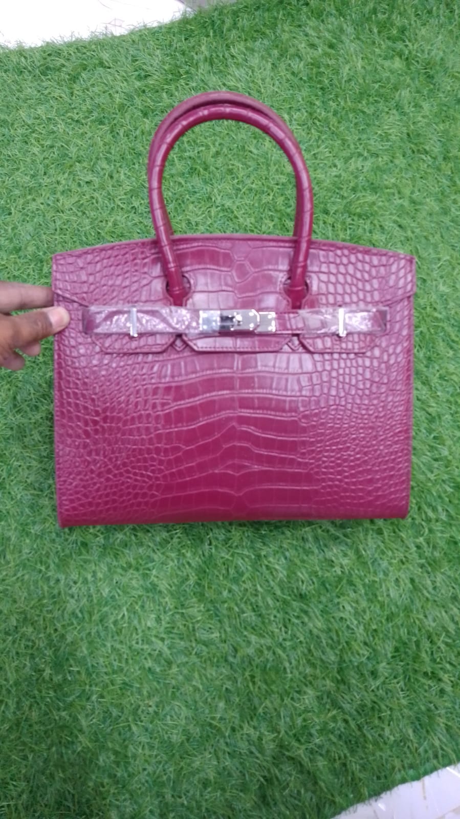 Hermès Birkin Style Bag with Constance Mini Pouch (Croc-Embossed Leather)