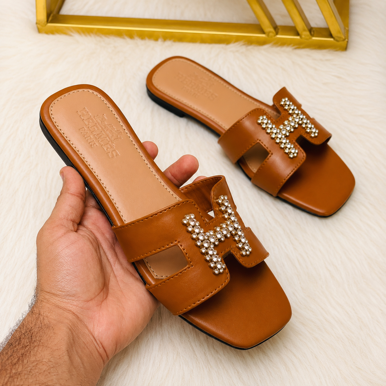 Hermès Crystal H Slide Sandals