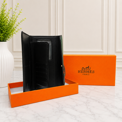 Hermès Kelly-Inspired Grained Leather Long Wallet