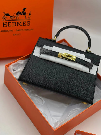 Hermès Mini Kelly Style Top Handle Bag - Black