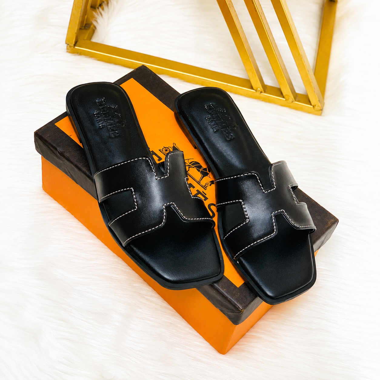 Hermès Oran Leather Slide Sandals