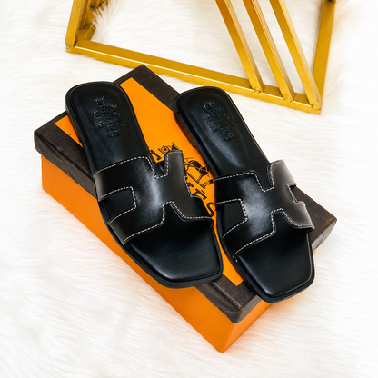 Hermès Oran Leather Slide Sandals