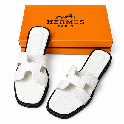 Hermès Oran Leather Slide Sandals