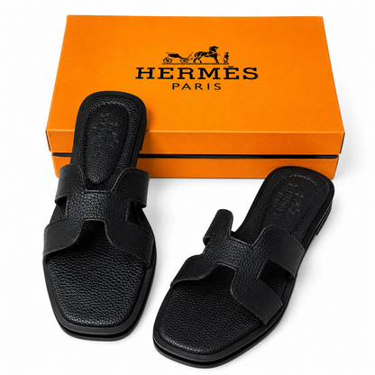 Hermès Oran Leather Slide Sandals