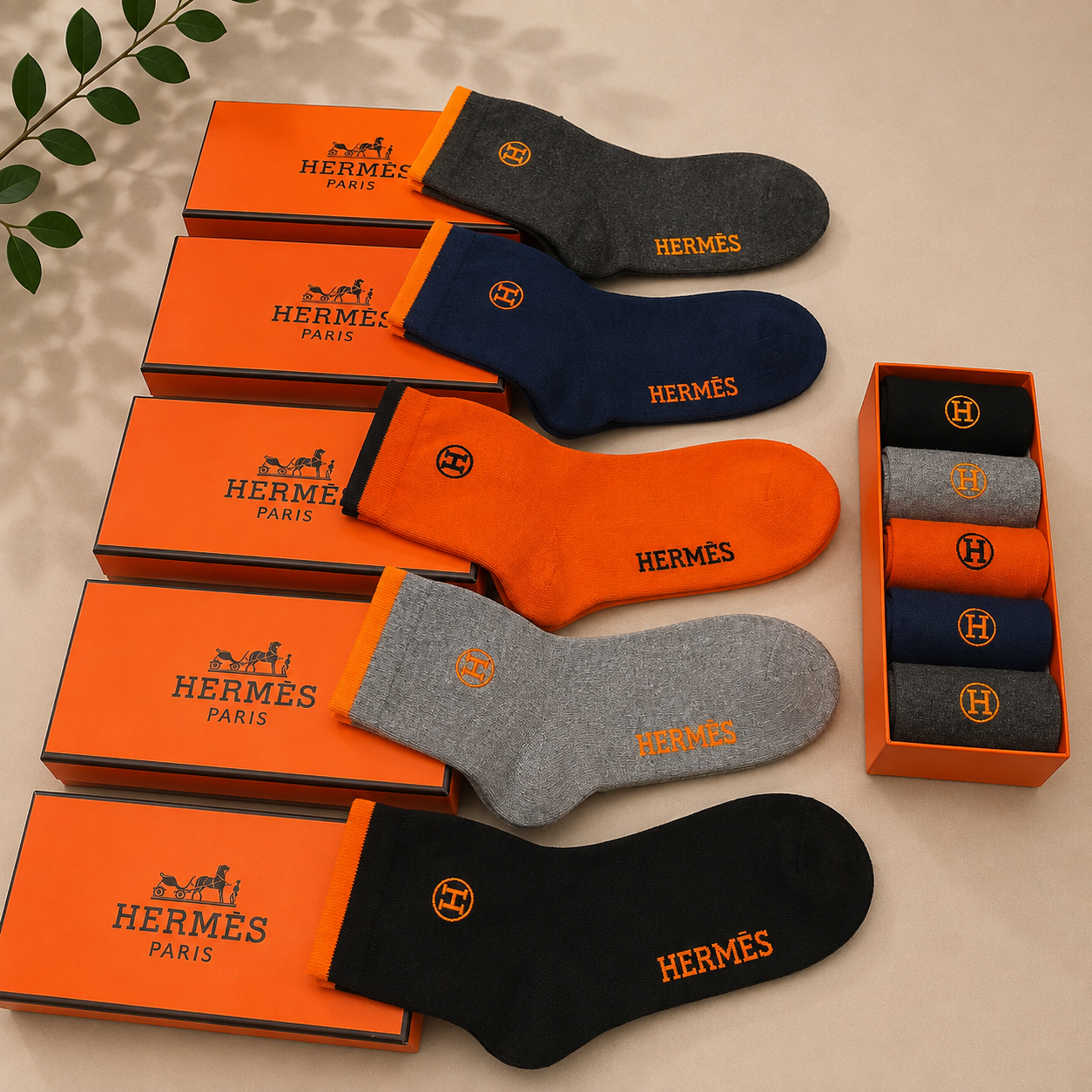 Hermès Signature Logo Premium Ankle Socks