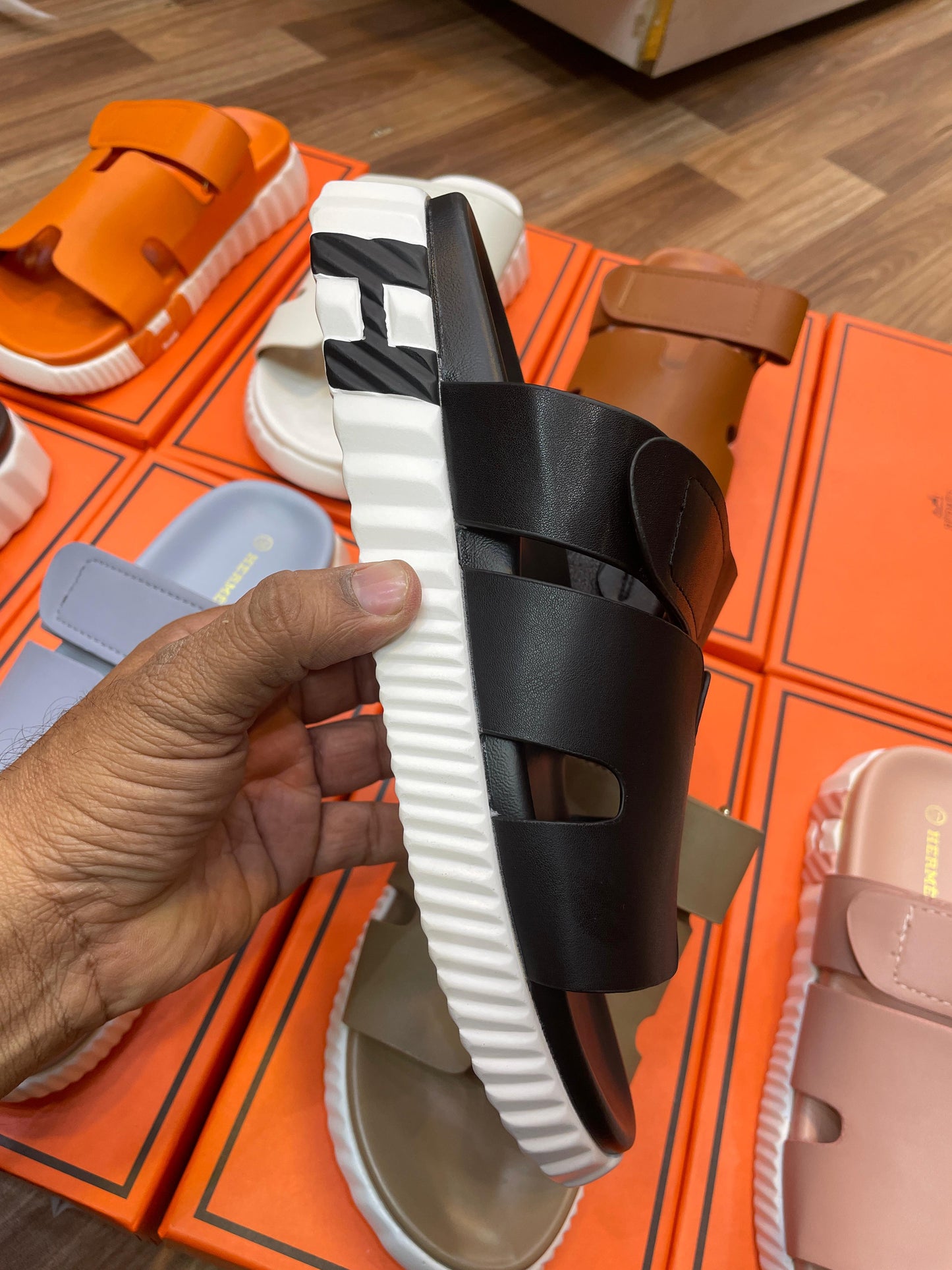Hermès Style H-Cut Platform Slides