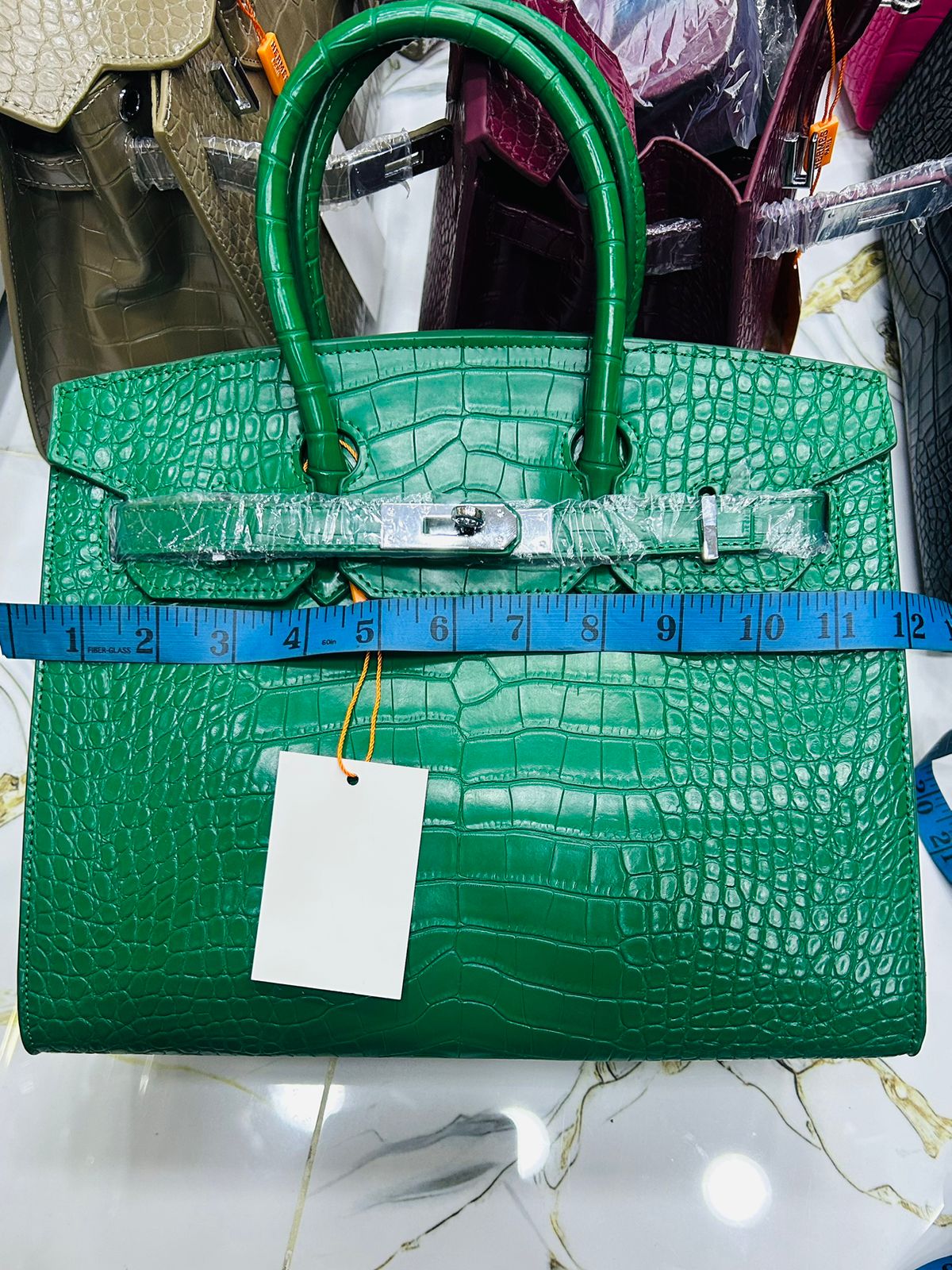 Hermès Birkin Style Bag with Constance Mini Pouch (Croc-Embossed Leather)