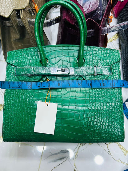 Hermès Birkin Style Bag with Constance Mini Pouch (Croc-Embossed Leather)