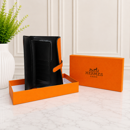 Hermès Kelly-Inspired Grained Leather Long Wallet