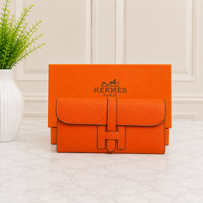 Hermès Kelly-Inspired Grained Leather Long Wallet