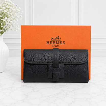 Hermès Kelly-Inspired Grained Leather Long Wallet