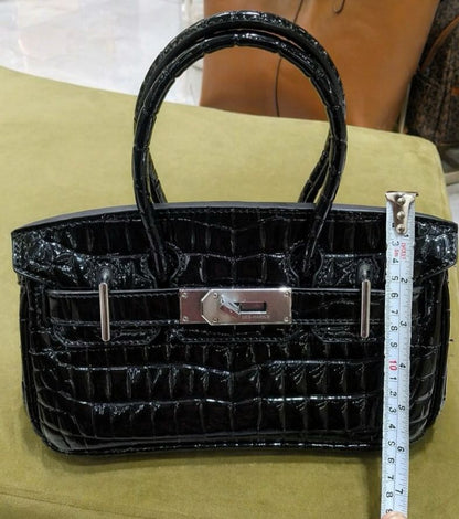 Hermès Style Croc-Embossed Mini Top-Handle Bag