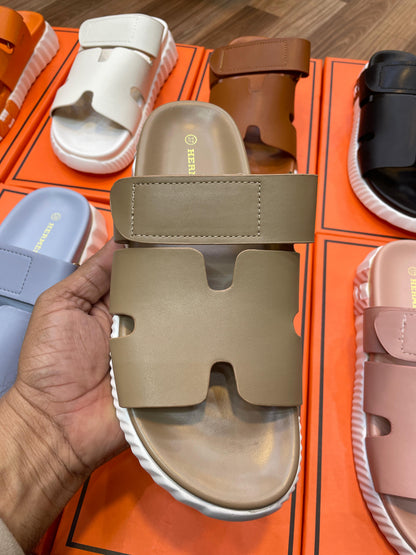 Hermès Style H-Cut Platform Slides