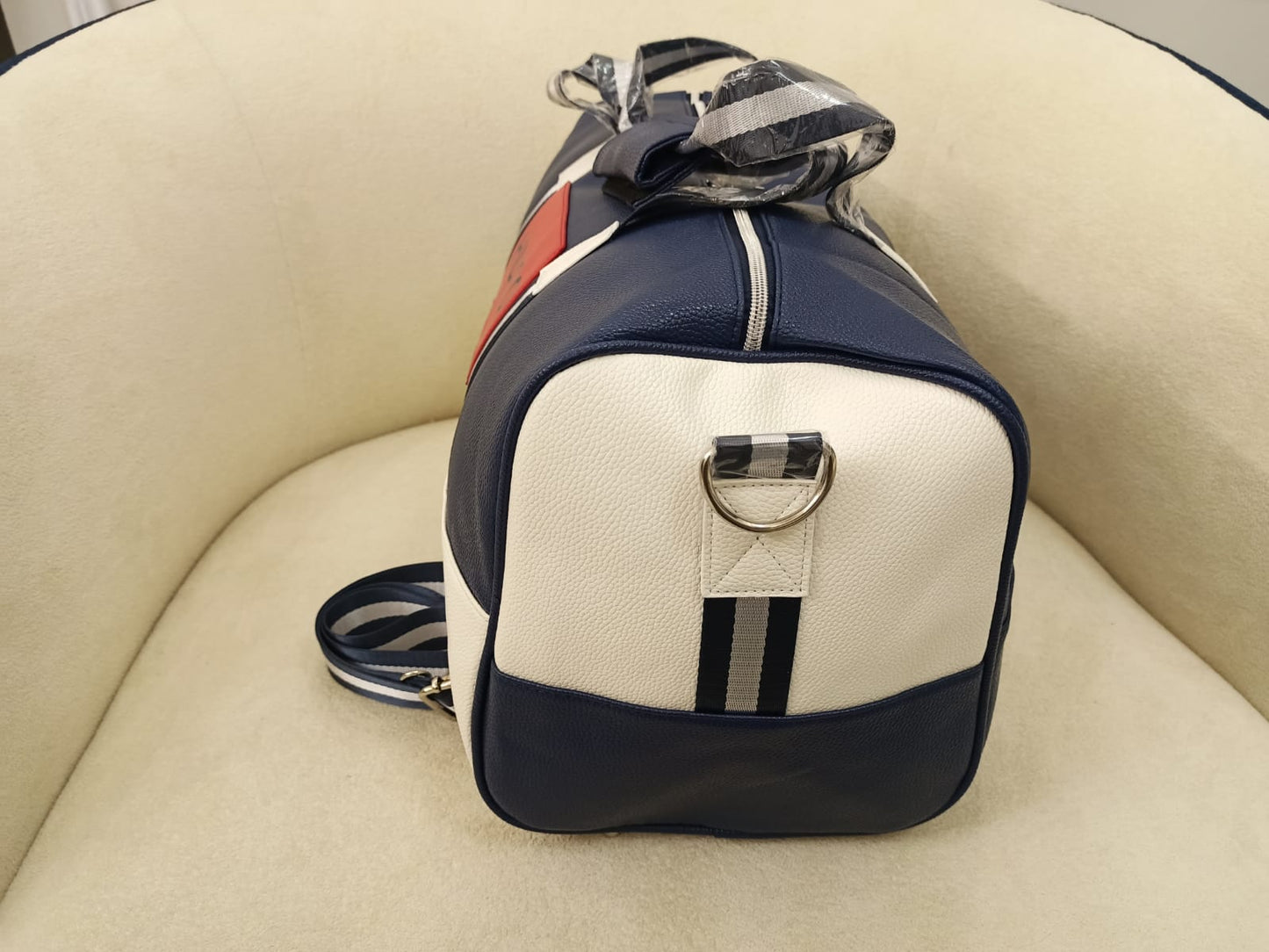 Hugo Boss Signature Duffel Travel Bag - Blue/White Edition