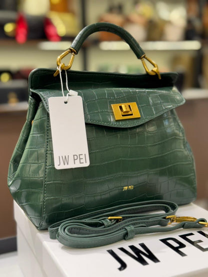 JW PEI Lucia Croc-Embossed Top Handle Bag