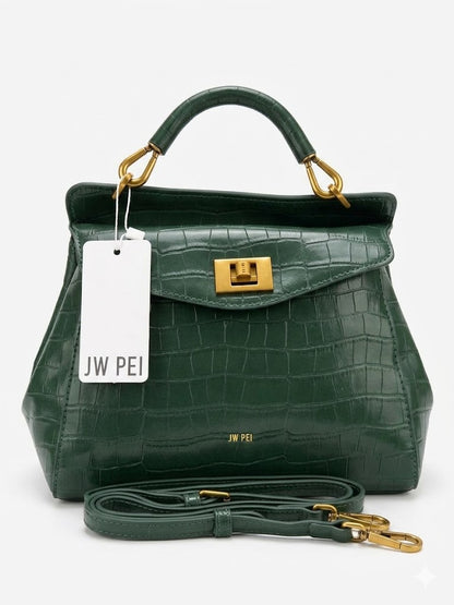 JW PEI Lucia Croc-Embossed Top Handle Bag