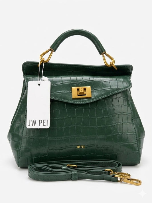 JW PEI Lucia Croc-Embossed Top Handle Bag