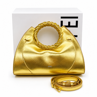 JW PEI Metallic Gold Spiral Handle Handbag