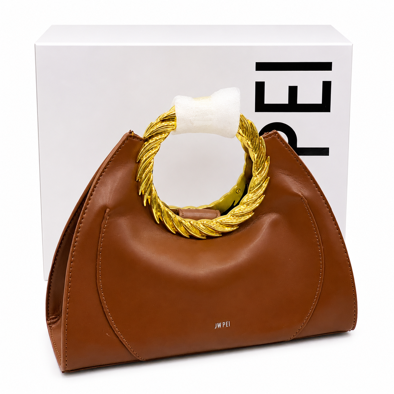 JW PEI Metallic Gold Spiral Handle Handbag