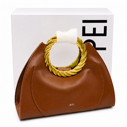 JW PEI Metallic Gold Spiral Handle Handbag