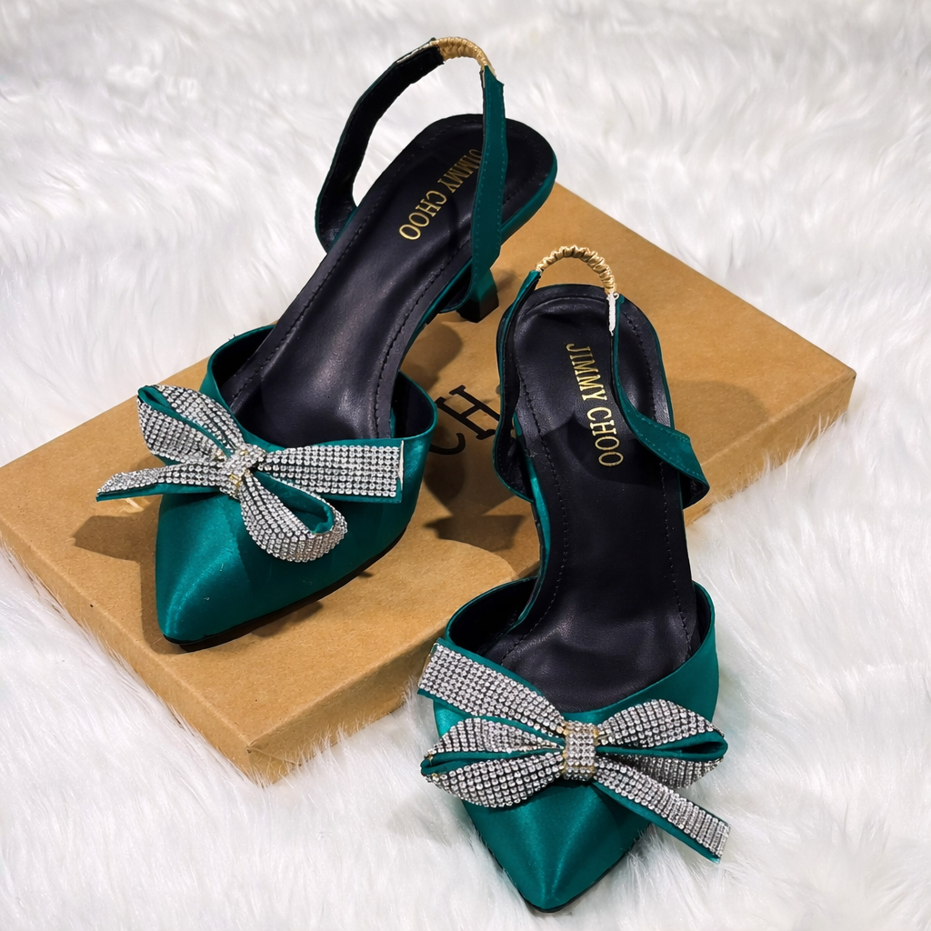 Jimmy Choo Crystal Bow Slingback Heels