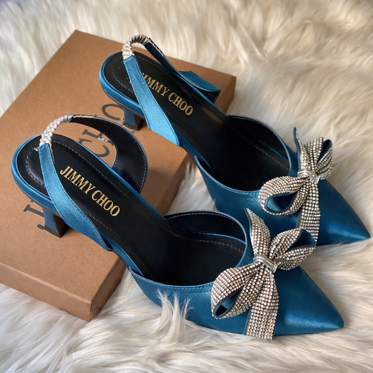 Jimmy Choo Crystal Bow Slingback Heels