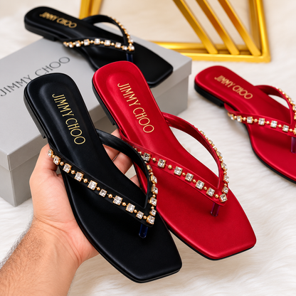 Jimmy Choo Crystal Strap Flat Sandals