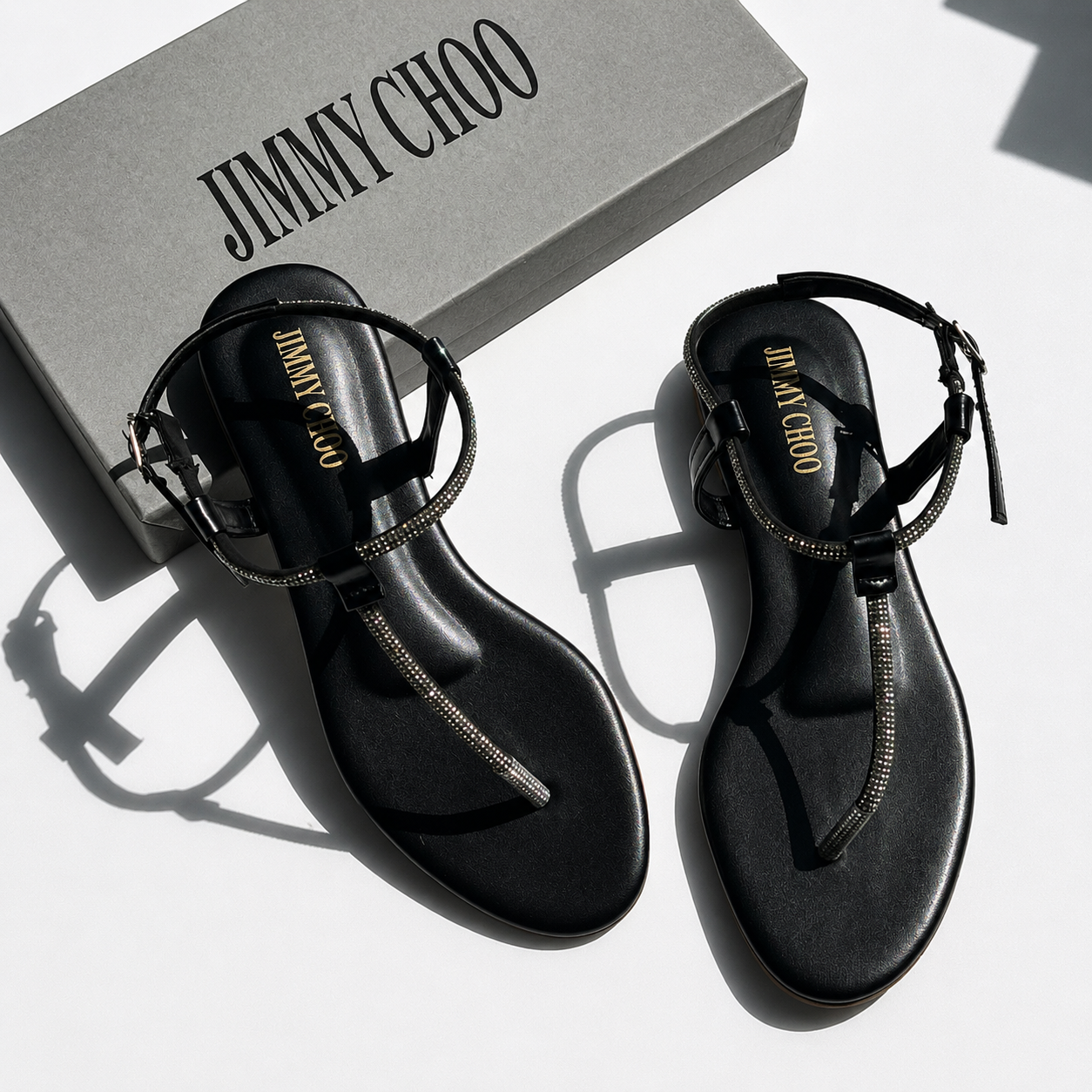 Jimmy Choo Crystal Strap Flat Sandals