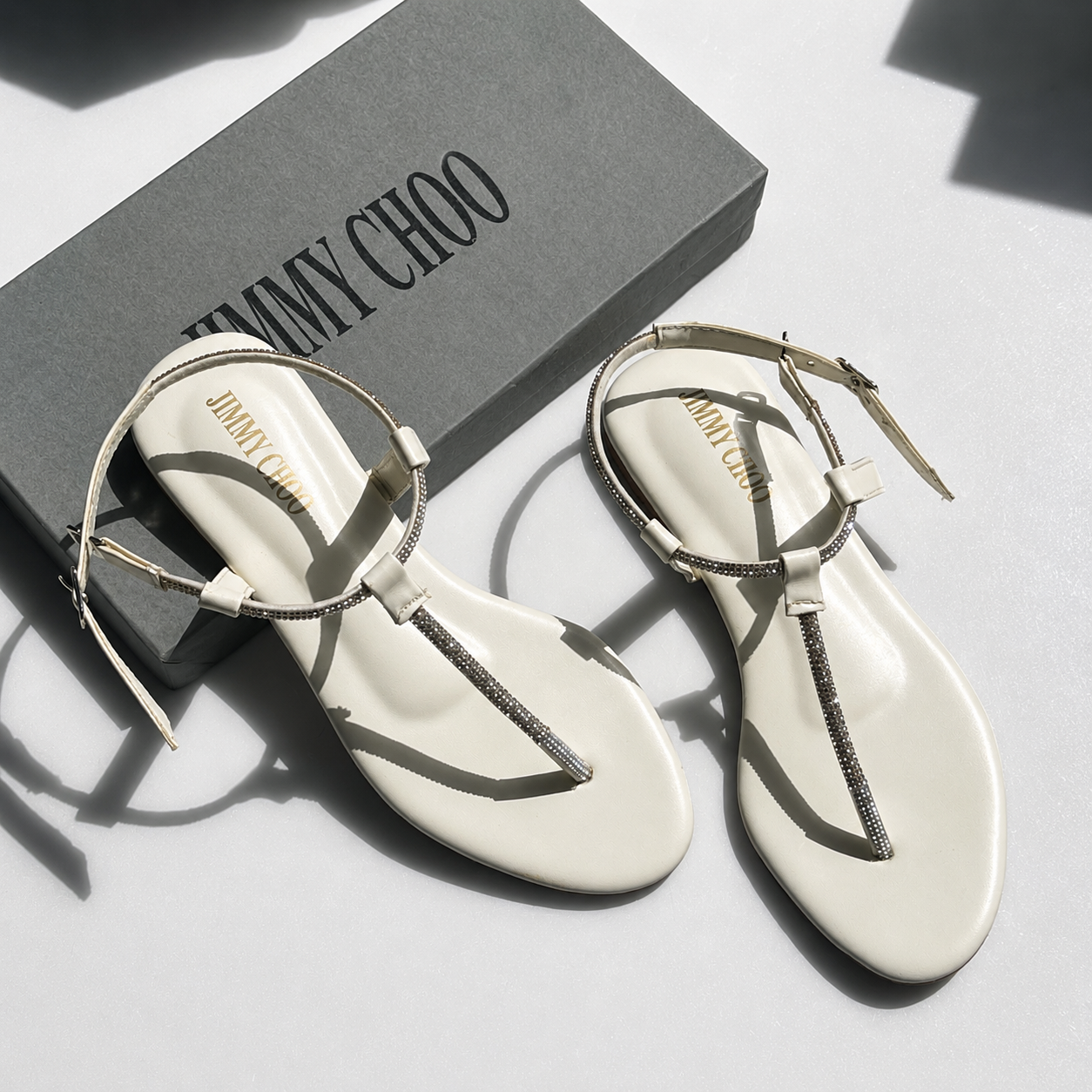 Jimmy Choo Crystal Strap Flat Sandals