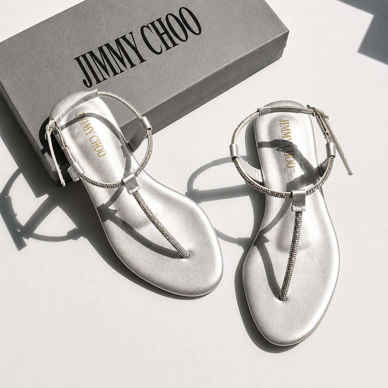 Jimmy Choo Crystal Strap Flat Sandals