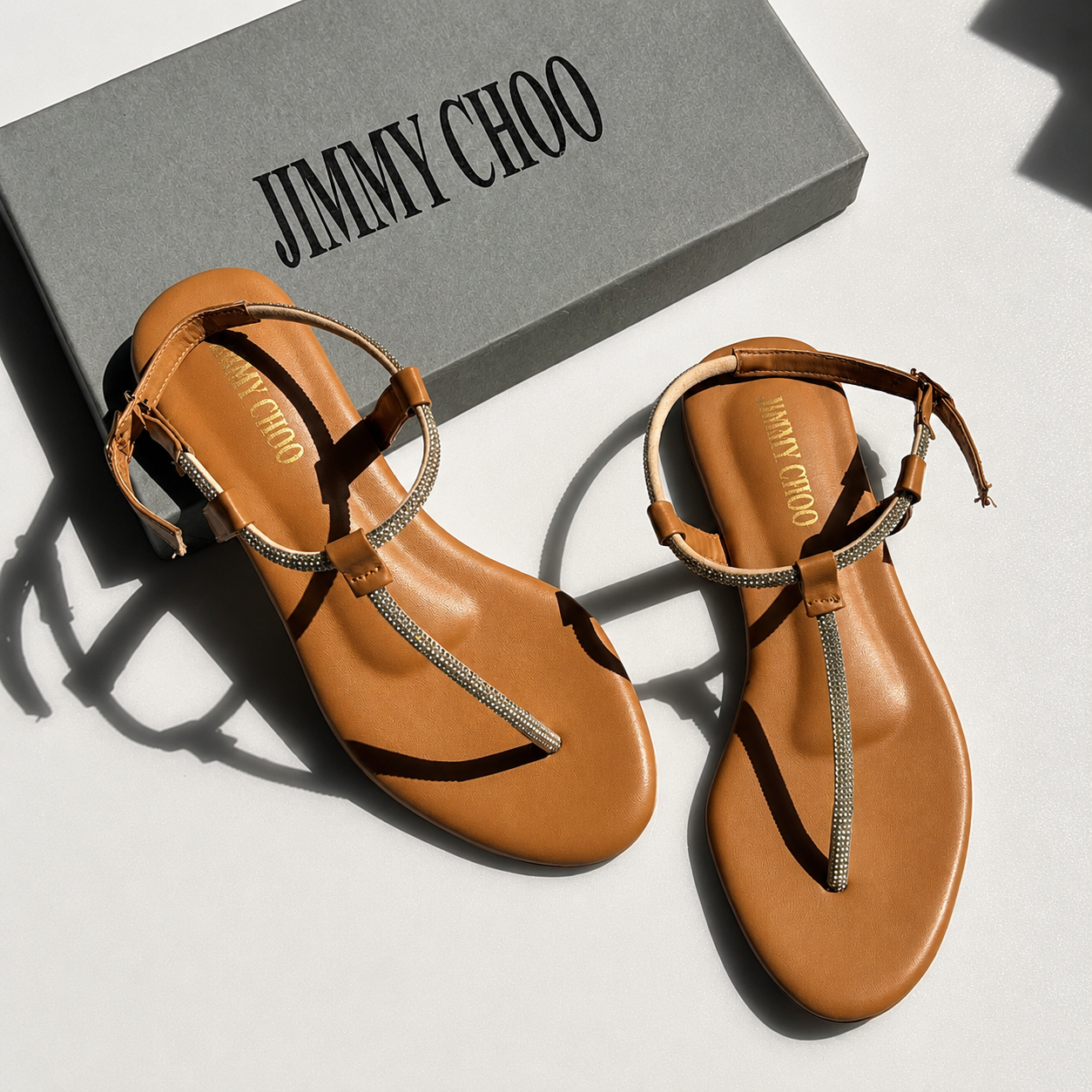 Jimmy Choo Crystal Strap Flat Sandals